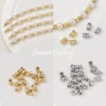 18K Electroplated Real Gold Cut-out Straight Tube Flower Pot Beaded Beaded Handmade DIY Beaded Bracelet Necklace Accessories