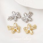 Color-preserving 18K gold-plated flower inlaid with zirconium water drop pin buckle connection buckle diy jewelry beaded bracelet necklace accessories - Image 2