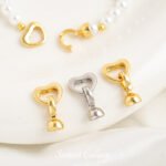 Love round bead closing connection buckle real gold plating color preserving handmade DIY bracelet necklace beaded loose beads accessories material