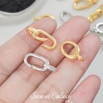 18K Oval Gold Bag Micro-inlaid Double Ring Tailer Buckle Handmade Beaded DIY Material Bracelet Necklace Accessories - Image 5