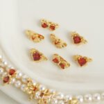 [red] gold-plated butterfly flower three-hole beads diy handmade beaded bracelet necklace accessories material