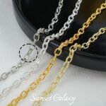 18k gold-plated silver color embellished chain flat chain extended chain beaded handmade diy material bracelet necklace accessories - Image 14