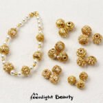 Color retaining sand gold inlaid hollow flower ball rust ball beads beads handmade DIY beaded bracelet jewelry accessories