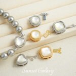 14K inlaid white shellfish black shellfish oval square magnetic buckle magnet buckle beaded handmade diy material bracelet bead accessories - Image 3