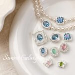 Butterfly Aquamarine Inlaid Zircon Beaded Pendant Handmade DIY Beaded Bracelet Necklace Accessories