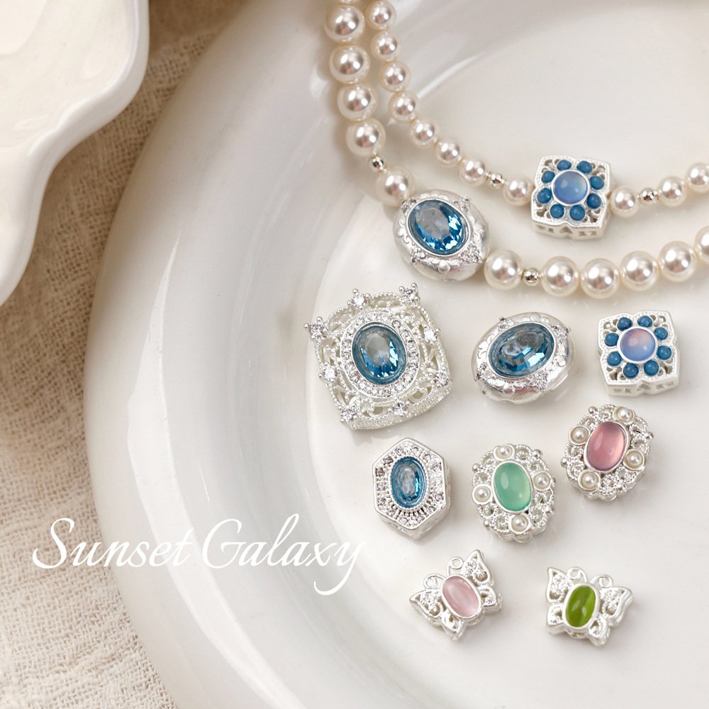 O1CN01B8CN261XU9sEtVsYZ_2217832672926-0-cib Butterfly Aquamarine Inlaid Zircon Beaded Pendant Handmade DIY Beaded Bracelet Necklace Accessories - Image 1