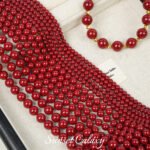 Red imitation Shijia pearl loose beads with holes round beads handmade DIY beaded bracelet necklace ear jewelry accessories material