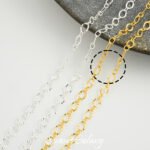 Long-standing gold sunflower 14k18 gold embosed flower chain O-shaped flat chain handmade diy beaded material accessories - Image 23