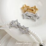 Real Gold Plated Zircon Star Coil Connecting Buckle Beads Handmade DIY Material Bracelet Necklace Beaded Beaded Accessories