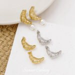18K gold-plated color-preserving croissant earrings earrings diy accessories material ear pins pearl earrings beaded accessories - Image 2