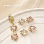 18K Gold Color-Preserving Real Gold Plated Heart Zircon Pendant Material Handmade Jewelry Beads DIY Bracelet Necklace Accessories - Image 4