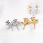 18k Gold Earrings Copper Gold-plated Rose Earrings 2024 New Popular Earrings Jewelry Handmade diy Material Accessories