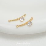 Gold Plated Zirconium Simple Double Hanging Pendant Handmade DIY Bracelet Necklace Earrings Beaded Beads Material Accessories - Image 8