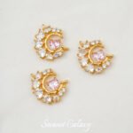 18K Gold-plated Sweet Heart Moon Inlaid with Zirconium Connecting Chain Pendant diy Bracelet NecKlace Pearl Jewelry Accessories Material - Image 6