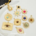 18k gold non-fading greek vintage tiger eye pendant handmade diy beaded material bracelet necklace earring accessories