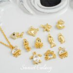 [Marine] 18k gold animal pendant small fish seahorse handmade diy beaded material bracelet necklace earrings accessories - Image 5