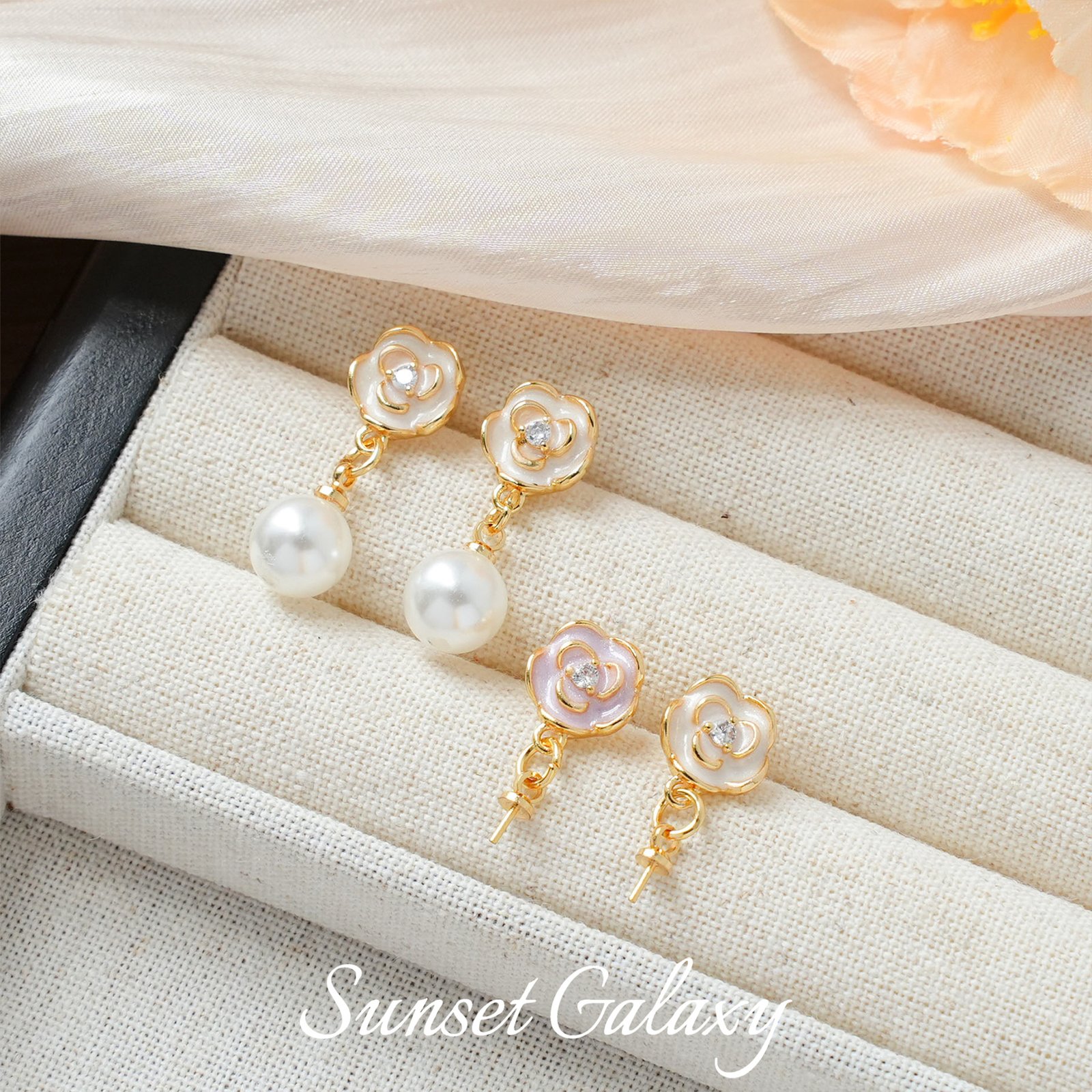 O1CN01DvX9Nm1XU9xMv0tTj_2217832672926-0-cib 18K Gold-Plated Color-Preserving Tulip Flower Pearl Earrings Handmade DIY Beaded Jewelry Earrings Accessories Materials - Image 1