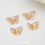 18K Gold Color-preserving Zirconium Cut Out Butterfly Pendant Loose Beads diy Handmade Beaded Earrings Bracelet NecKlace Jewelry Accessories - Image 4
