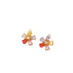 18K bag gold inlaid colorful zircon flower pendant earrings earrings diy earrings ear pin jewelry accessories beaded material - Image 5