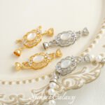 18k Real Gold Plated Silver Coil Connection Buckle Emerald Round Bead Coil Buckle Handmade DIY Beaded Material Bracelet Accessories - Image 3