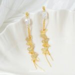 Real Gold Plated High Sense Butterfly Long Tassel Pendant Handmade DIY Bracelet Necklace Beaded Beaded Accessories Material - Image 2