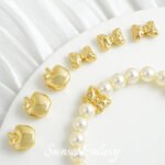 18k gold apple bow beads high color retention handmade diy material beaded bracelet necklace earring accessories - Image 2