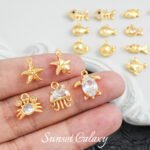 [Marine] 18k gold animal pendant small fish seahorse handmade diy beaded material bracelet necklace earrings accessories - Image 3