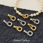 18k bag gold zircon horseshoe closing buckle handmade beaded diy material pearl bracelet necklace jewelry accessories