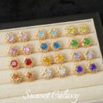 18K Sunflower Zircon Rose Cut Full Zircon Accessories Handmade DIY Beaded Bracelet Necklace Jewelry Accessories Material