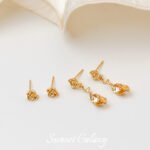 Color-preserving 18K gold rose ear pin earring pendant diy hand-made earrings earrings accessories beaded jewelry materials - Image 2