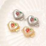 18K Gold-filled Rose Inlaid with Shell Heart Latch Connection BucKle diy Bracelet NecKlace Beaded Finishing BucKle Jewelry Accessories