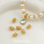 Copper Plated Gold Hollow Zircon Tee Pendant Beaded Handmade DIY Material Bracelet Necklace Beaded Jewelry Accessories - Image 4