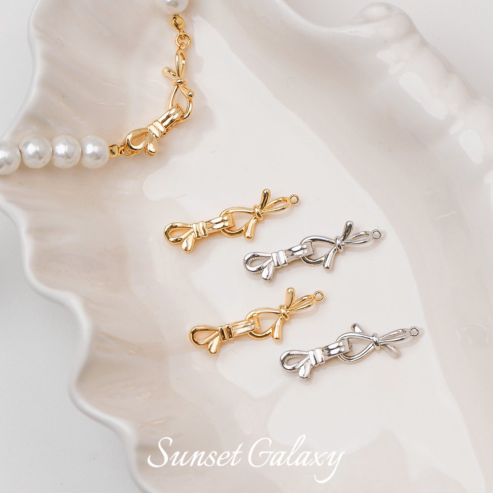 O1CN01GXdWWt1XU9s0pB8Co_2217832672926-0-cib 18K Gold-Plated Real Gold 8-Character Bow Ending Connection Buckle Handmade DIY Beaded Necklace Jewelry Accessories - Image 1