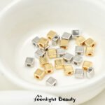 Color preserving 18k package gold small square square beads loose beads handmade DIY beaded bracelet necklace jewelry accessories - Image 3