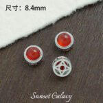 18k silver plated gold inlaid aquamarine turquoise beads handmade beaded diy material bracelet necklace accessories - Image 7