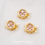 18K gold-plated zircon four-petal flower double-row pin buckle diy accessories material beaded bracelet necklace finishing accessories - Image 6