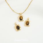 Ancient Greek Maillard Tiger Eye Stone Pendant Real Gold Plated Color-preserving Beads diy Handmade Bracelet Necklace Loose Bead Material - Image 3