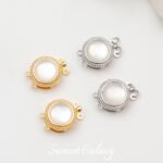 18K Gold Set White Shellfish Round Square Double Row Insert Buckle DIY Handmade Pearl Bracelet Necklace Connecting Buckle Accessories - Image 4