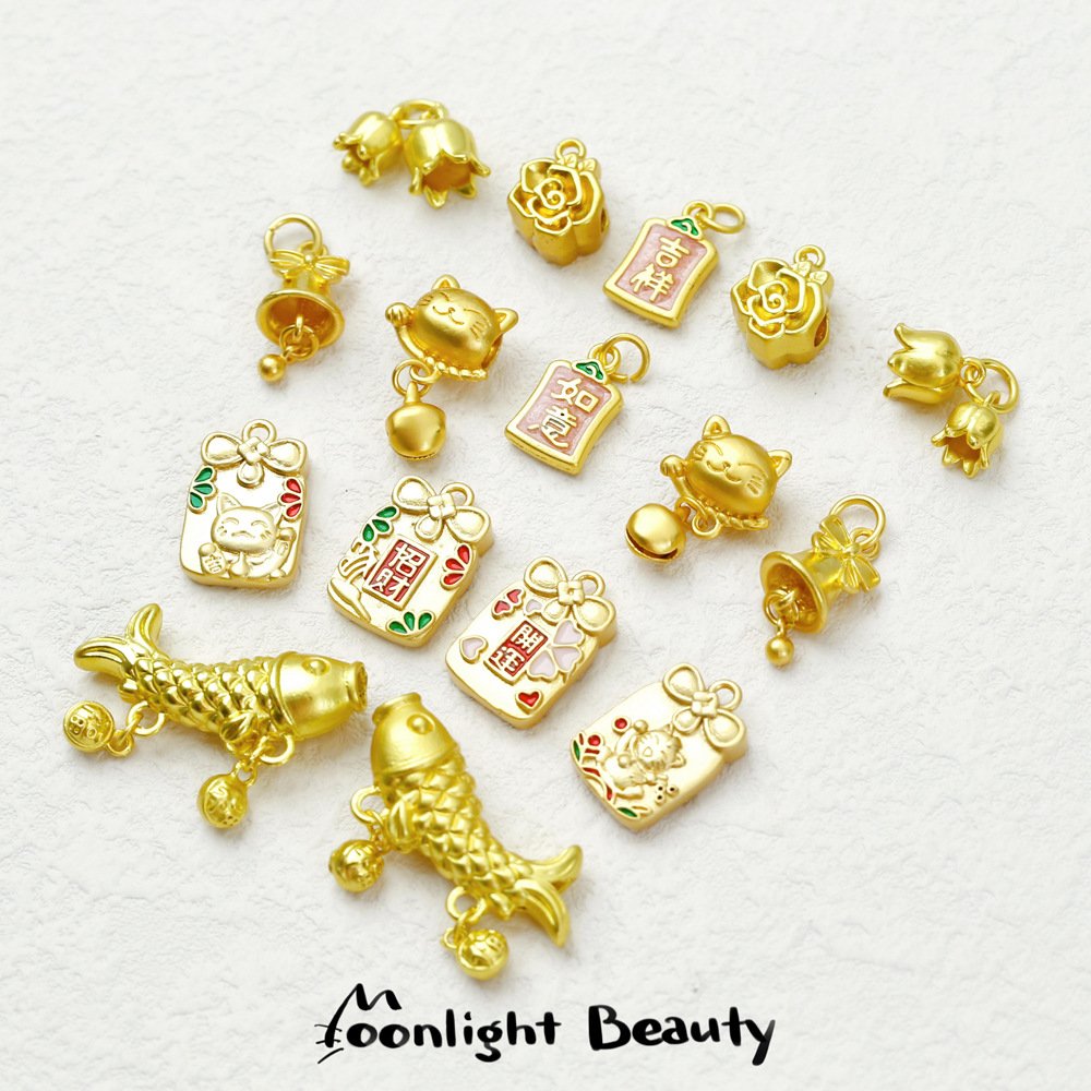 O1CN01ILGfY21XU9tykTb4p_2217832672926-0-cib New Year's Shajin Ruyi Suzuli Flower Koi Lucky Cat Pendant Handmade DIY String Bracelet Necklace Accessories - Image 1