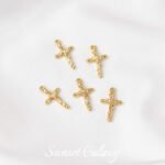 18k gold color retaining micro inlaid zircon cross pendant handmade DIY beaded bracelet necklace jewelry accessories - Image 9