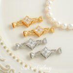 18k Copper Plated Real Gold Silver Lingxing Closure Buckle Bracelet Beaded Round Bead Closure Connection Buckle Handmade DIY Material Accessories