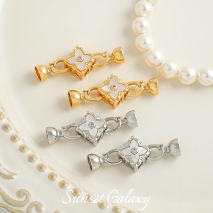 18k Copper Plated Real Gold Silver Lingxing Closure Buckle Bracelet Beaded Round Bead Closure Connection Buckle Handmade DIY Material Accessories