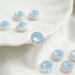 High Color Retention Silver-Plated Aquamarine Porous Spacer Beads DIY Handmade Beaded Bracelet Necklace Loose Bead Jewelry Accessories Material