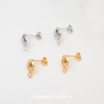 18K Gold Color-preserving Micro-paved Zirconium WrinKled Earrings diy Handmade Beaded Pearl Earrings Earrings Accessories Materials - Image 4