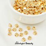 Color preserving 18k package gold small square square beads loose beads handmade DIY beaded bracelet necklace jewelry accessories - Image 4