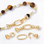 18k plating real gold pearl necklace closing connection buckle head handmade diy beaded bracelet jewelry accessories material