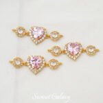 18K Gold-plated Sweet Heart Moon Inlaid with Zirconium Connecting Chain Pendant diy Bracelet NecKlace Pearl Jewelry Accessories Material - Image 8