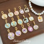 Oil Painting Style Pendant Universal Buckle Drop Oil Painting Pendant Handmade Beaded DIY Material Bracelet Necklace Accessories