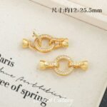 18k gold color retaining micro inlaid zircon disc closing buckle handmade beaded diy material bracelet necklace jewelry accessories - Image 8