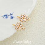 18k Gold Plated Zirconium Diamond Maple Flower Single and Double Hanging Pendant Handmade DIY Beaded Material Bracelet Necklace Accessories - Image 16